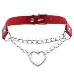 Collier ras-du-cou kawaii goth cœur en chaîne, 16 couleurs - Câlin Kawaii