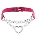 Collier ras-du-cou kawaii goth cœur en chaîne, 16 couleurs - Câlin Kawaii