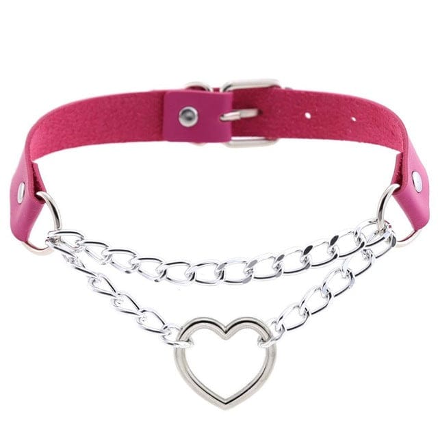 Collier ras-du-cou kawaii goth cœur en chaîne, 16 couleurs - Câlin Kawaii