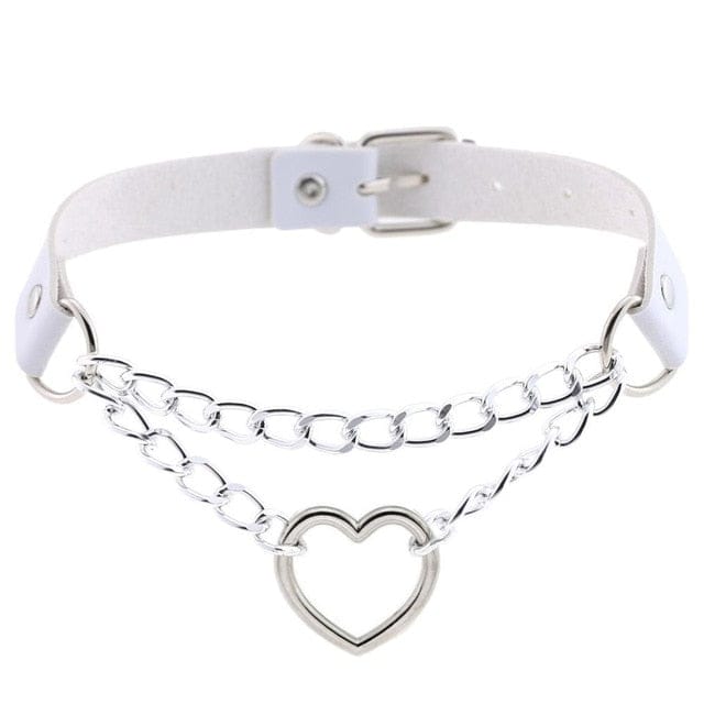 Collier ras-du-cou kawaii goth cœur en chaîne, 16 couleurs - Câlin Kawaii