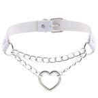 Collier ras-du-cou kawaii goth cœur en chaîne, 16 couleurs - Câlin Kawaii