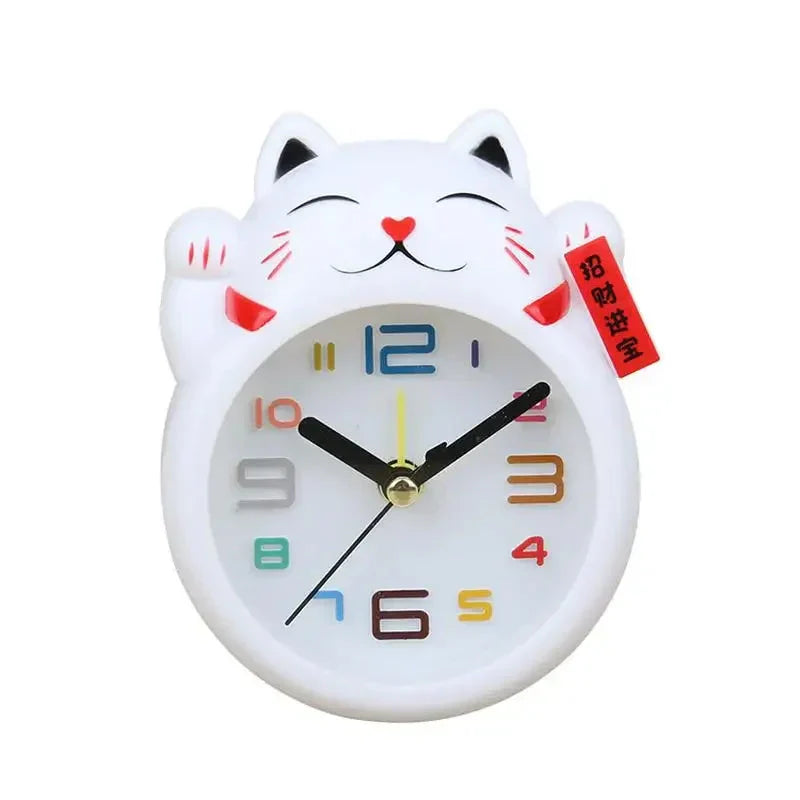 Réveil Maneki-neko Blanc à Chiffres Multicolores
