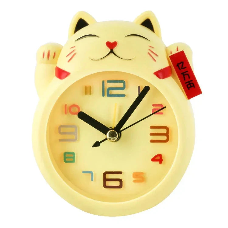 Horloge murale analogique chat porte-bonheur kawaii - Câlin Kawaii