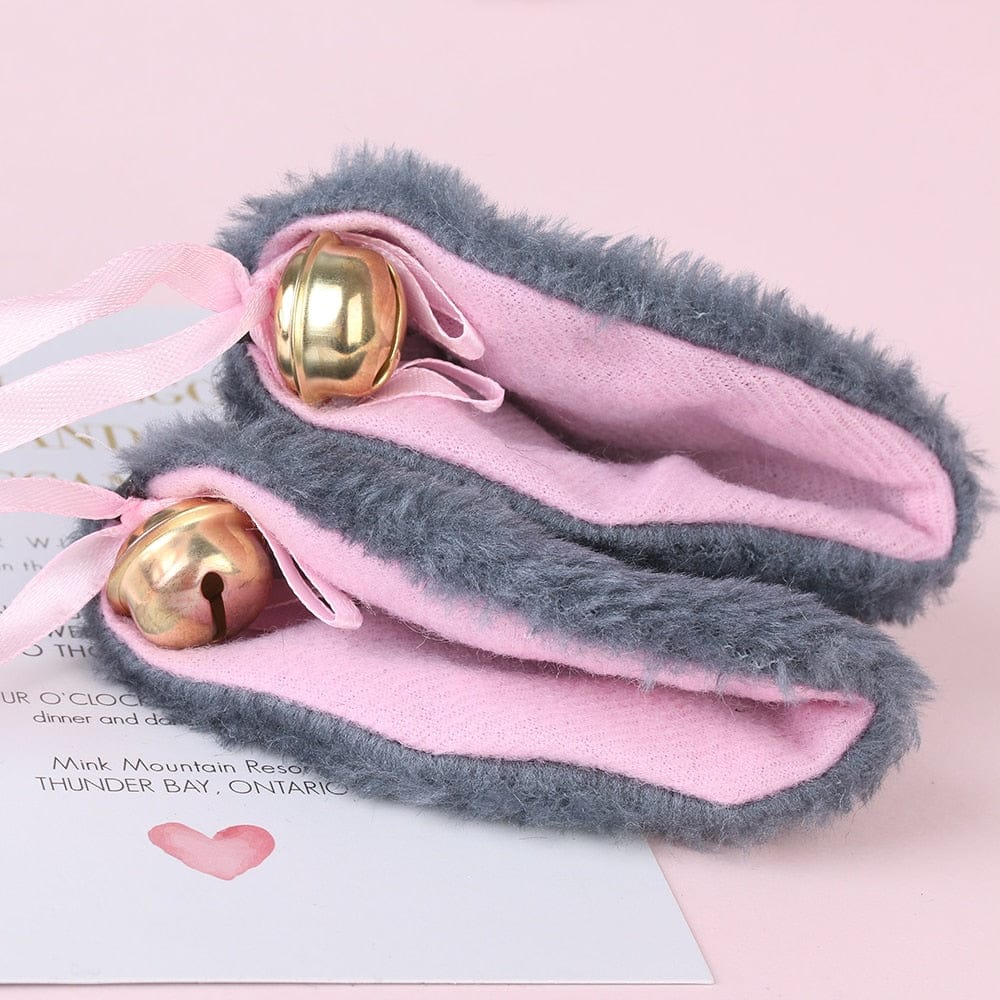 Serre-Tête en Peluche Bleu à Oreilles de Chat et Nœuds