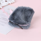 Serre-Tête en Peluche Bleu à Oreilles de Chat et Nœuds
