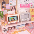 Support Téléphone Rétro et Boîte à Mouchoirs Rose