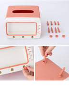 Support Téléphone Rétro et Boîte à Mouchoirs Rose