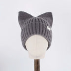 Bonnet chaton style coréen en laine tricotée - Câlin Kawaii
