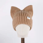 Bonnet chaton style coréen en laine tricotée - Câlin Kawaii