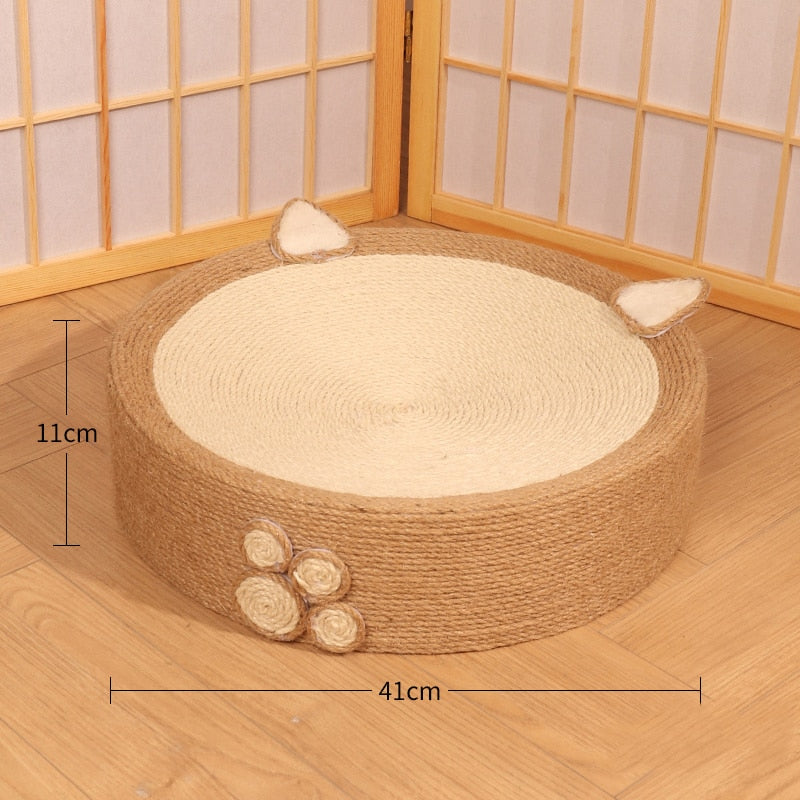 Grattoir rond tressé et lit tressé pour chat kawaii - Câlin Kawaii