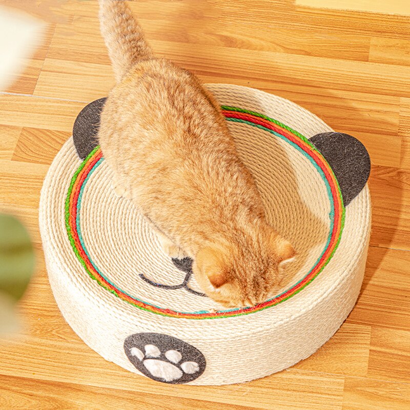 Coussin Griffoir Rond pour Chat Motif Panda Arc-en-Ciel