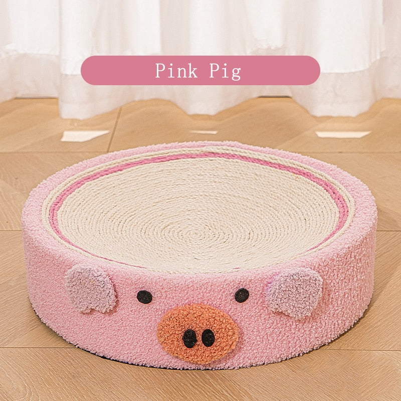 Grattoir rond tressé et lit tressé pour chat kawaii - Câlin Kawaii