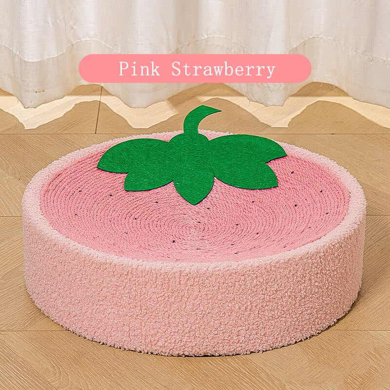 Grattoir rond tressé et lit tressé pour chat kawaii - Câlin Kawaii
