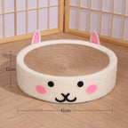 Grattoir rond tressé et lit tressé pour chat kawaii - Câlin Kawaii