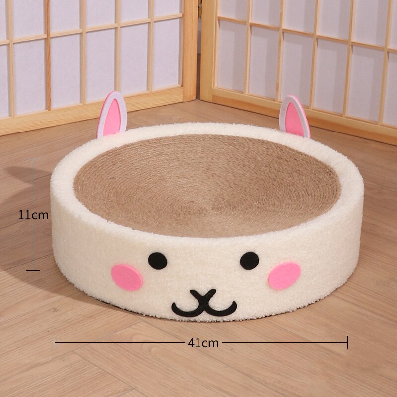 Grattoir rond tressé et lit tressé pour chat kawaii - Câlin Kawaii