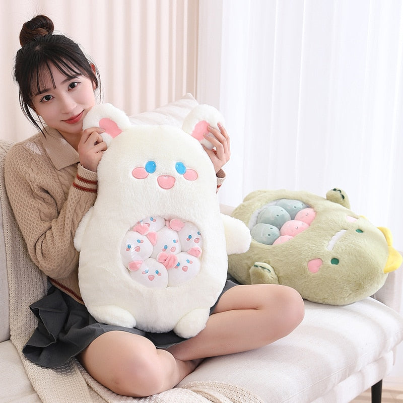 Peluche Koala Kawaii et ses Bébés Rose et Gris