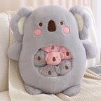 Peluche Koala Kawaii et ses Bébés Rose et Gris