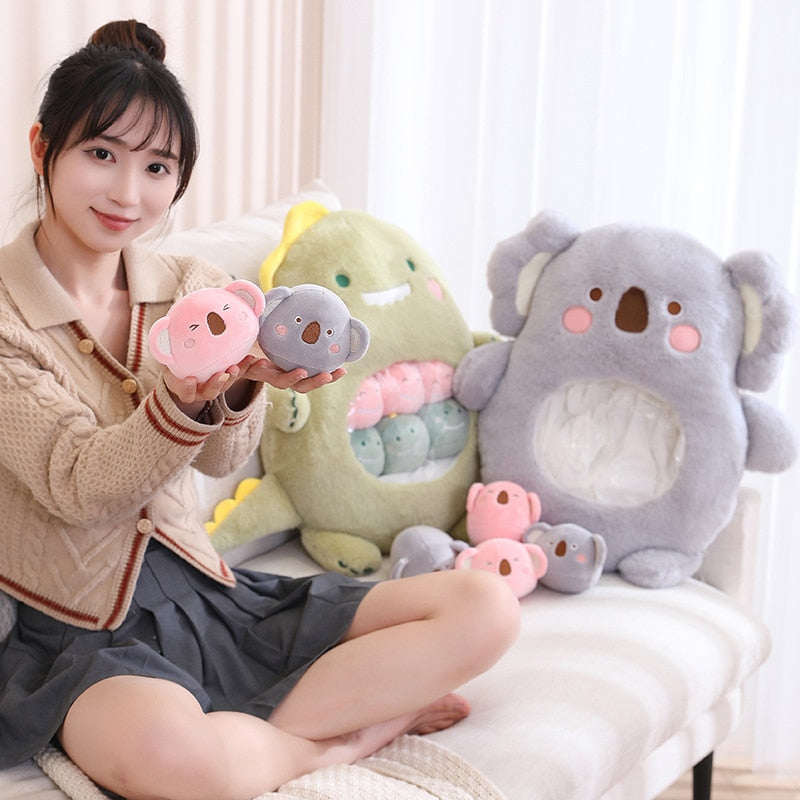 Peluche Koala Kawaii et ses Bébés Rose et Gris