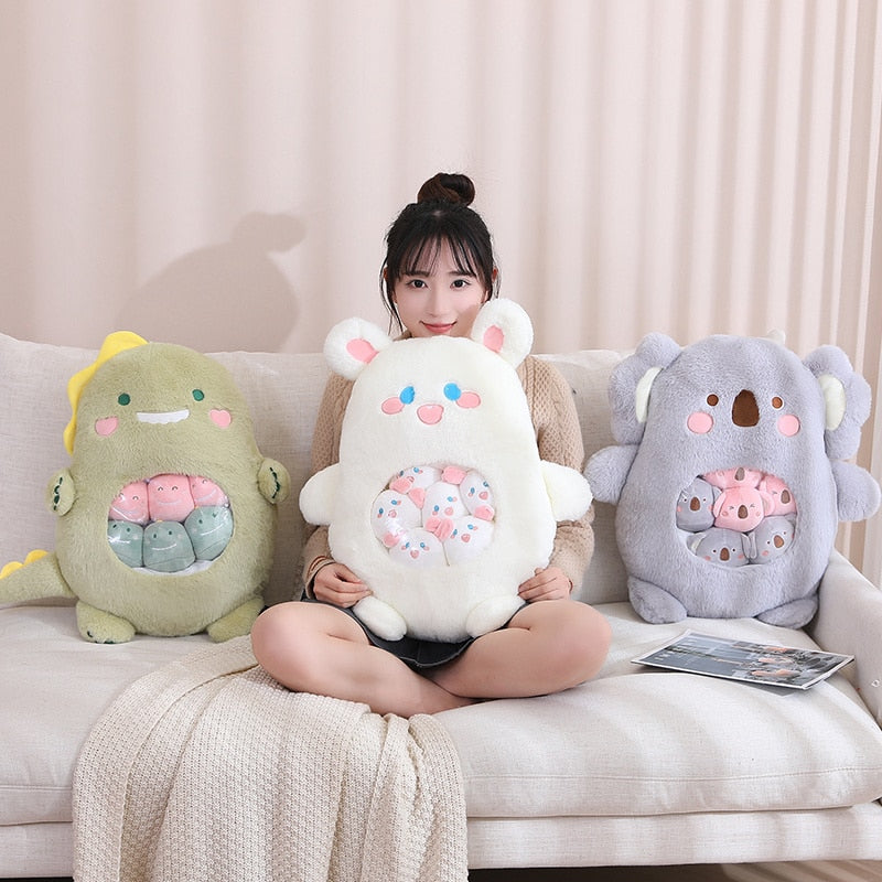Peluche Koala Kawaii et ses Bébés Rose et Gris