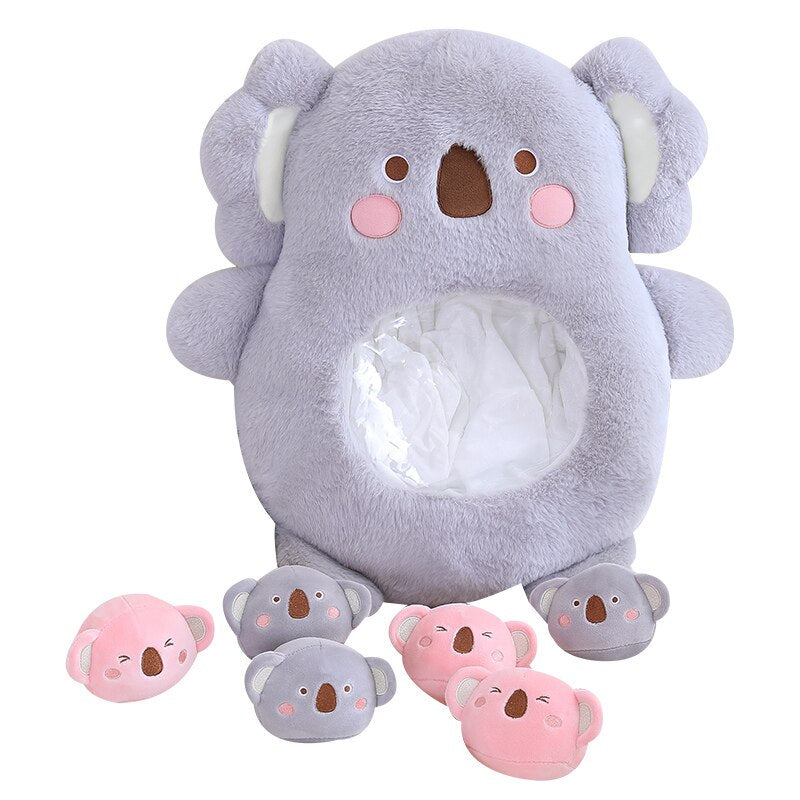 Peluche Koala Kawaii et ses Bébés Rose et Gris