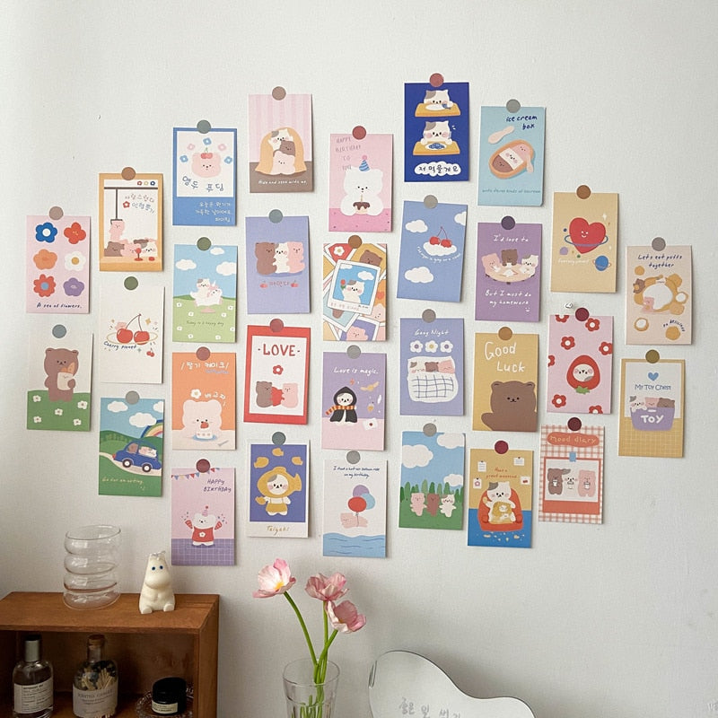 Mini Affiches Kawaii d'Oursons et Lapins Pastels