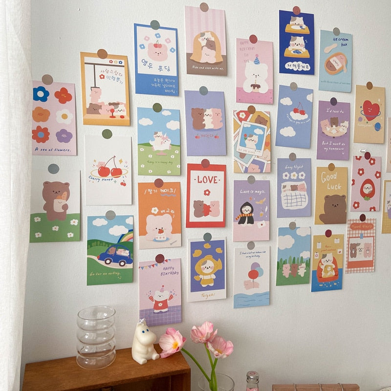 Mini Affiches Kawaii d'Oursons et Lapins Pastels