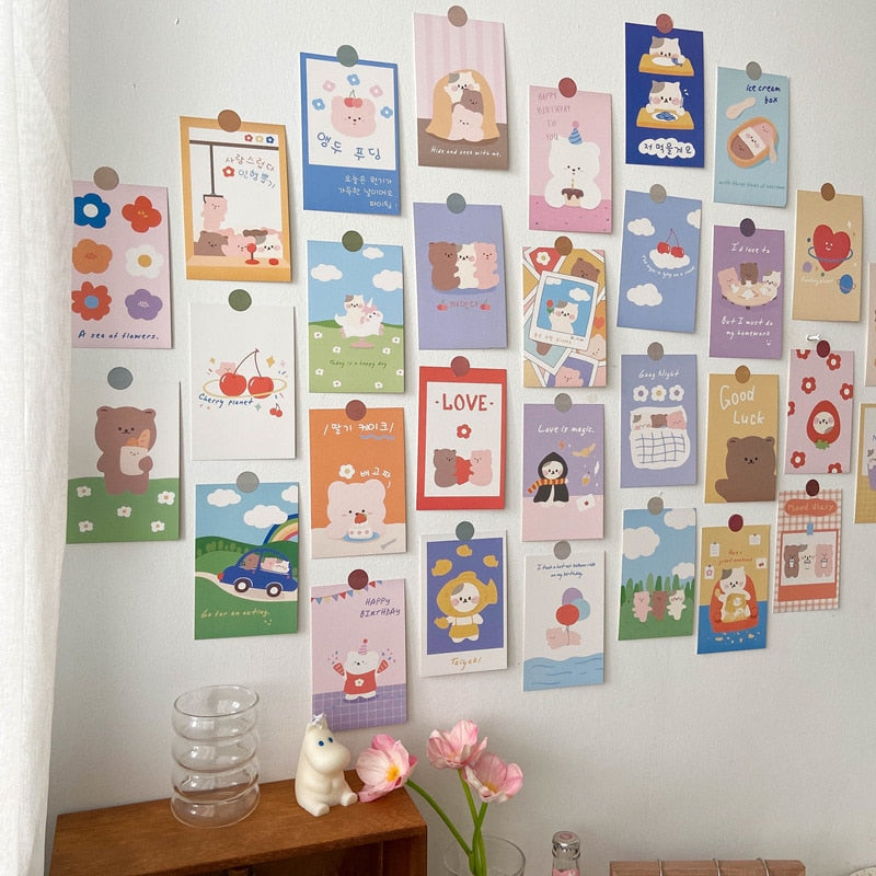 Mini Affiches Kawaii d'Oursons et Lapins Pastels