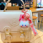Porte-Clés Tête de Chat Chanceux Kawaii à Clochette