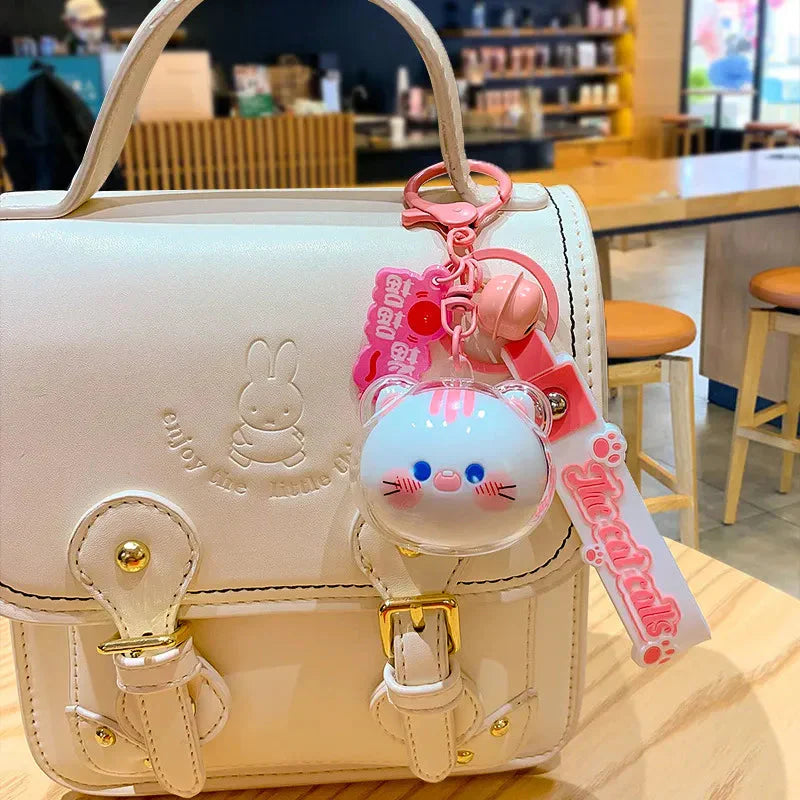 Porte-Clés Tête de Chat Chanceux Kawaii à Clochette