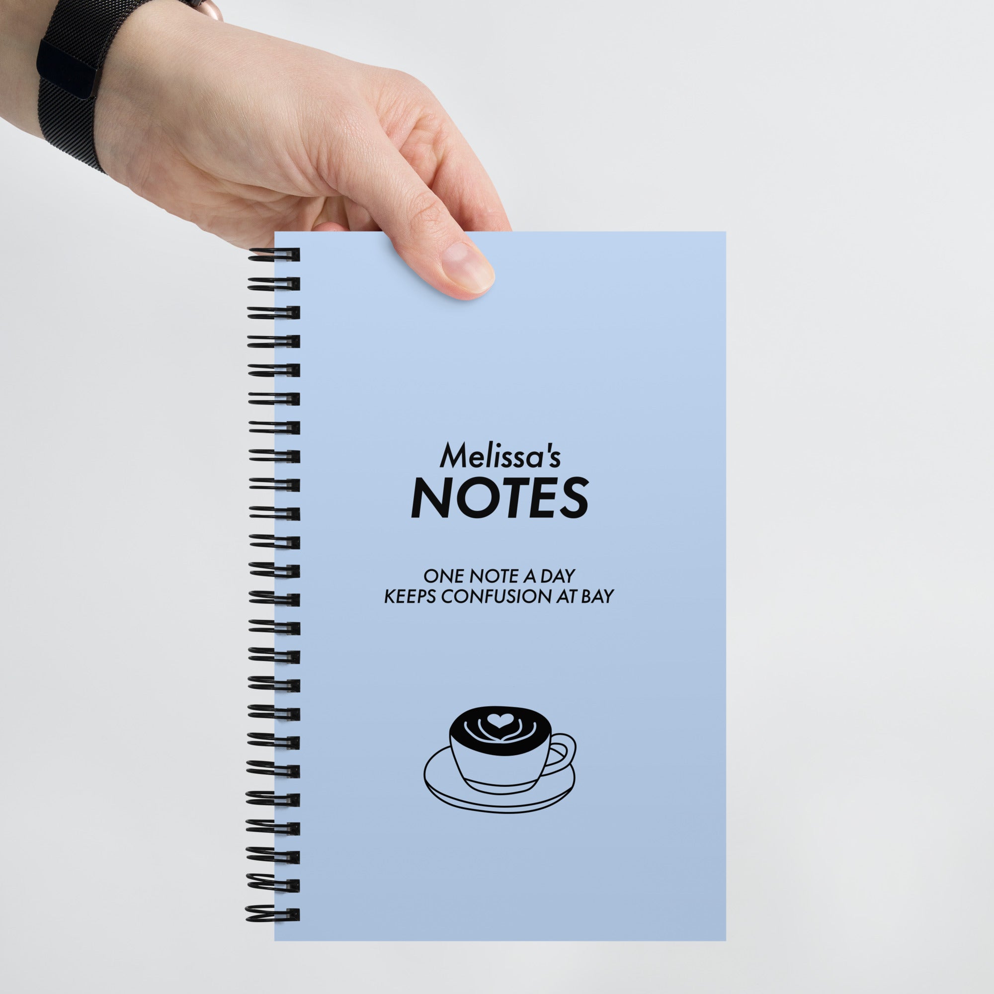 Carnet de Notes Melissa Bleu Pâle à Spirale Café