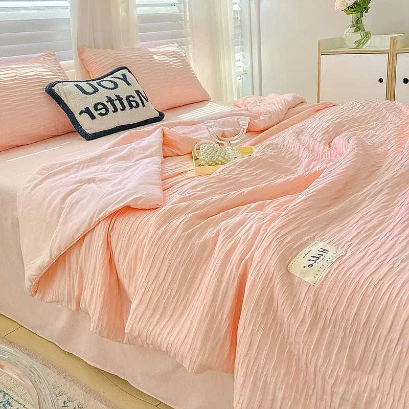 KShoppu Courtepointe d'été en coton seersucker lavé - Câlin Kawaii