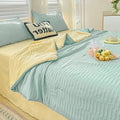 Parure de Lit Froissée Vert Menthe et Jaune Pastel