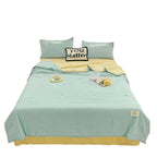 Parure de Lit Froissée Vert Menthe et Jaune Pastel