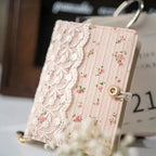 Carnet Vintage Rose Pâle à Fleurs et Bordure Dentelle