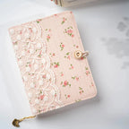 Carnet Vintage Rose Pâle à Fleurs et Bordure Dentelle