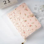 Carnet Vintage Rose Pâle à Fleurs et Bordure Dentelle