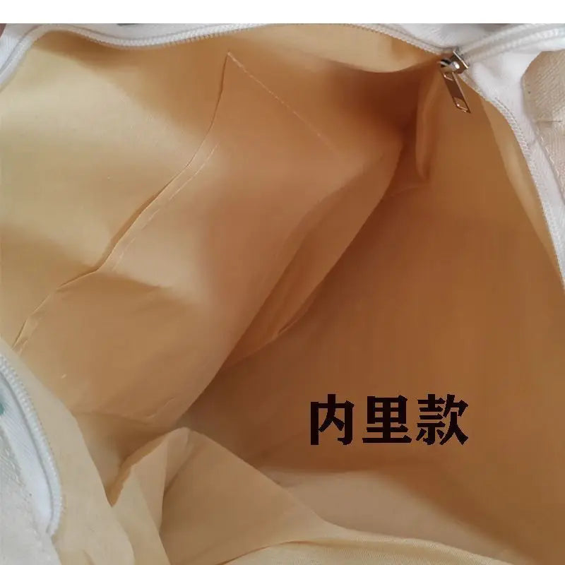 Grand Sac Cabas en Toile Écru à Multi-Poches