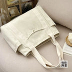 Grand Sac Cabas en Toile Écru à Multi-Poches