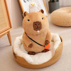 Peluche de Capybara Superposée avec Oiseau et Carotte