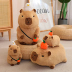 Peluche de Capybara Superposée avec Oiseau et Carotte