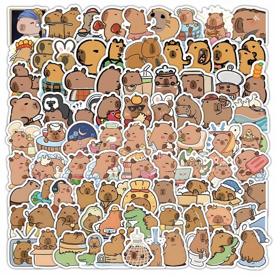 Lot de 20 Stickers Capybara Tendance