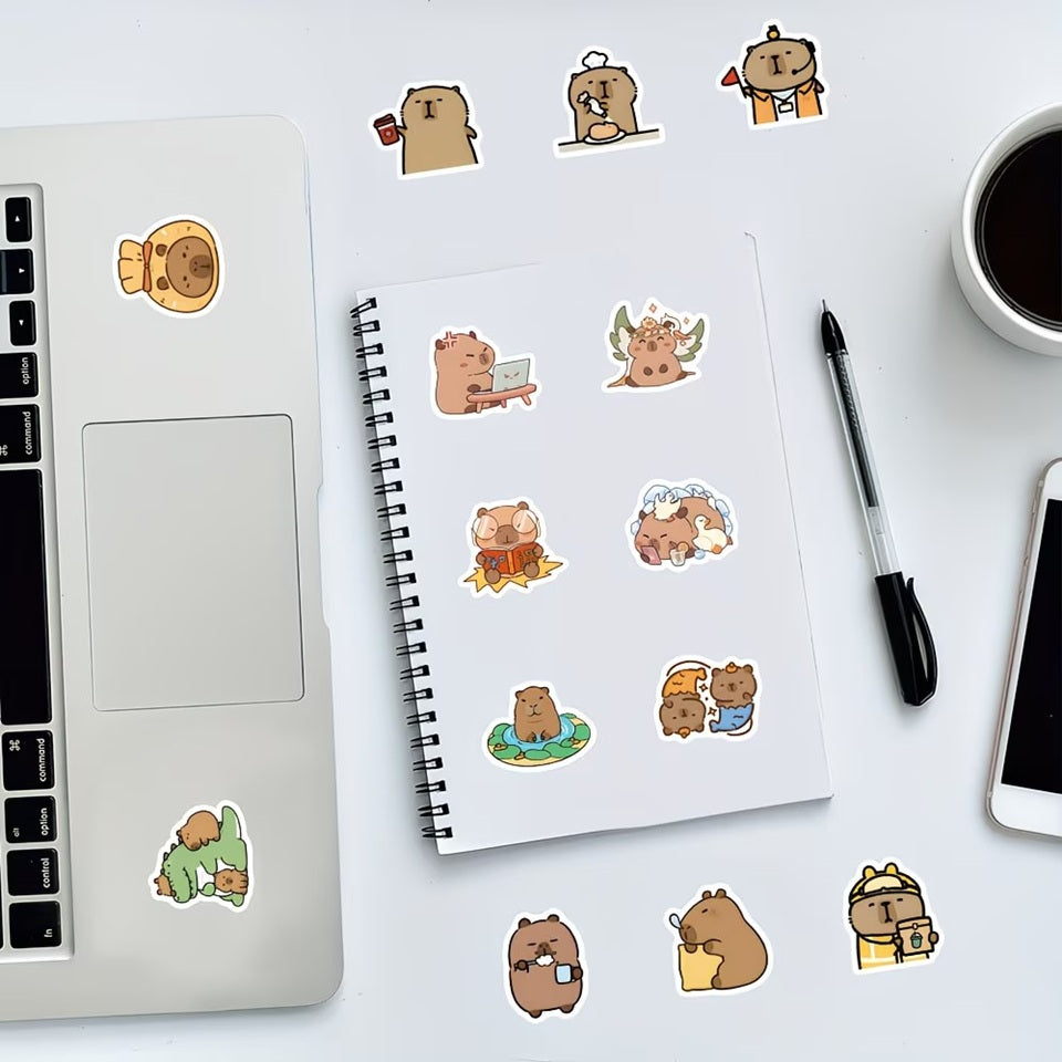 Lot de 20 Stickers Capybara Tendance