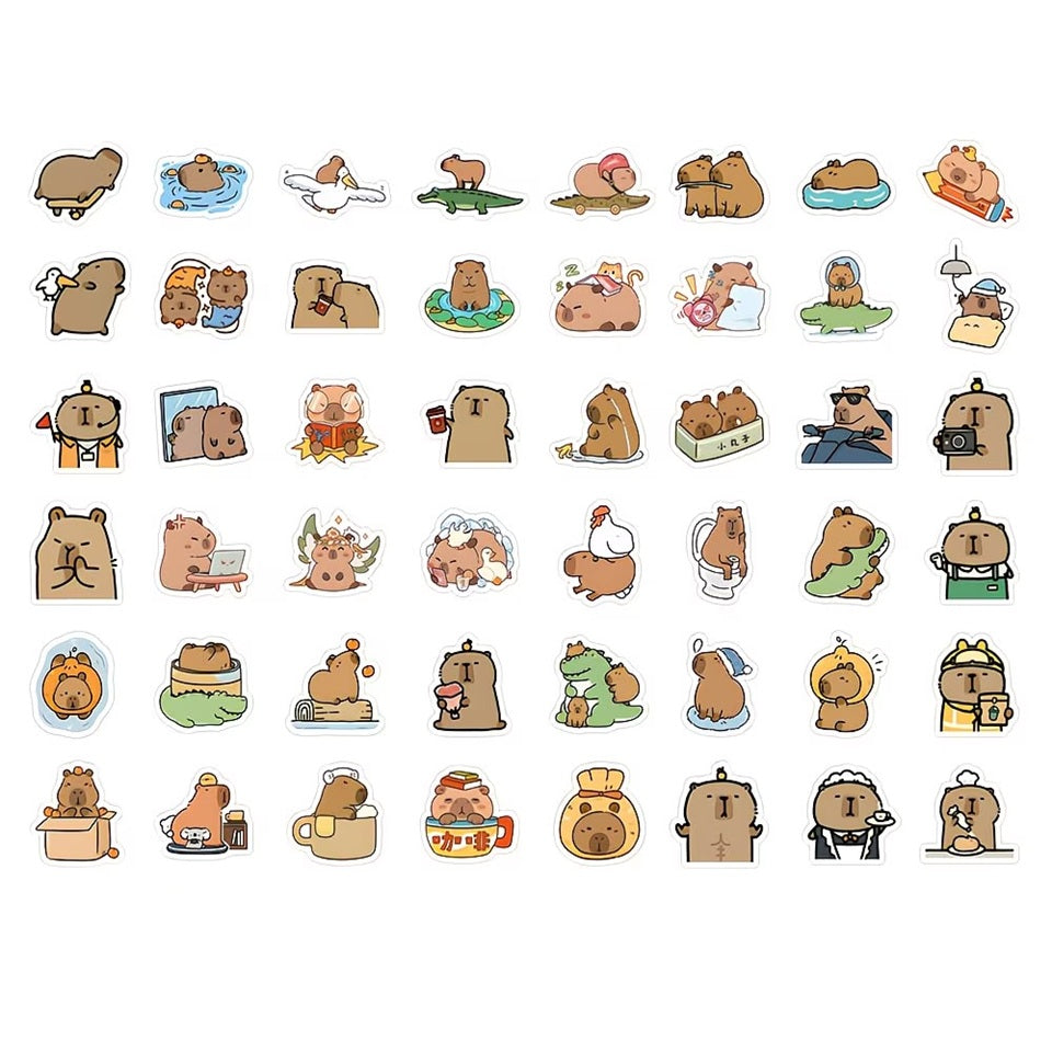 Lot de 20 Stickers Capybara Tendance