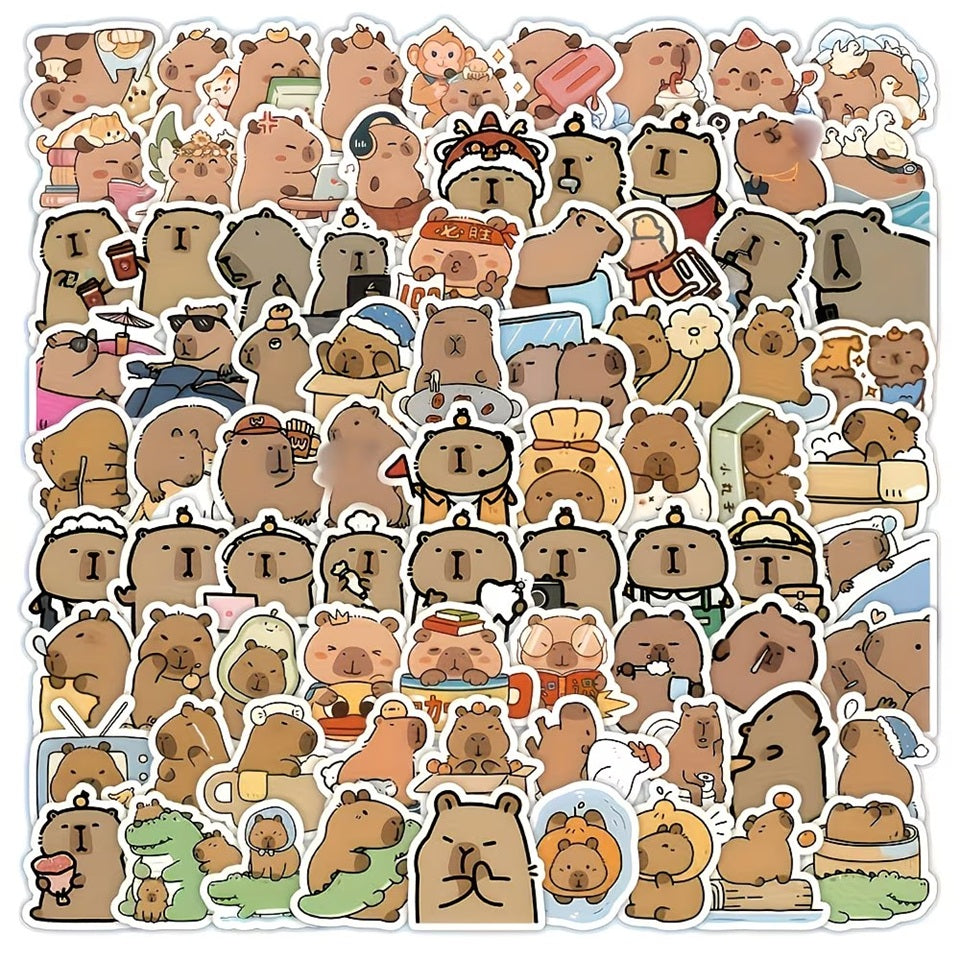 Lot de 20 Stickers Capybara Tendance