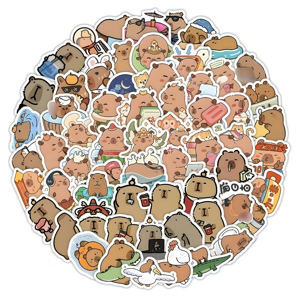 Lot de 20 Stickers Capybara Tendance