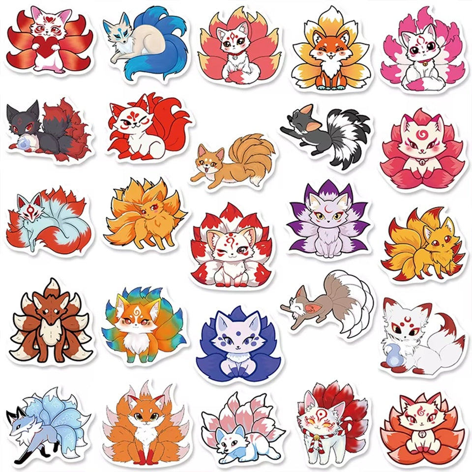 Lot de 20 Stickers Kitsune Décoratifs