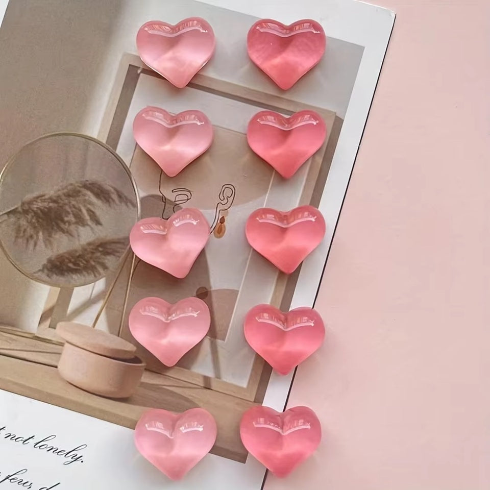 Magnets en Cœur Rose Lot de 4