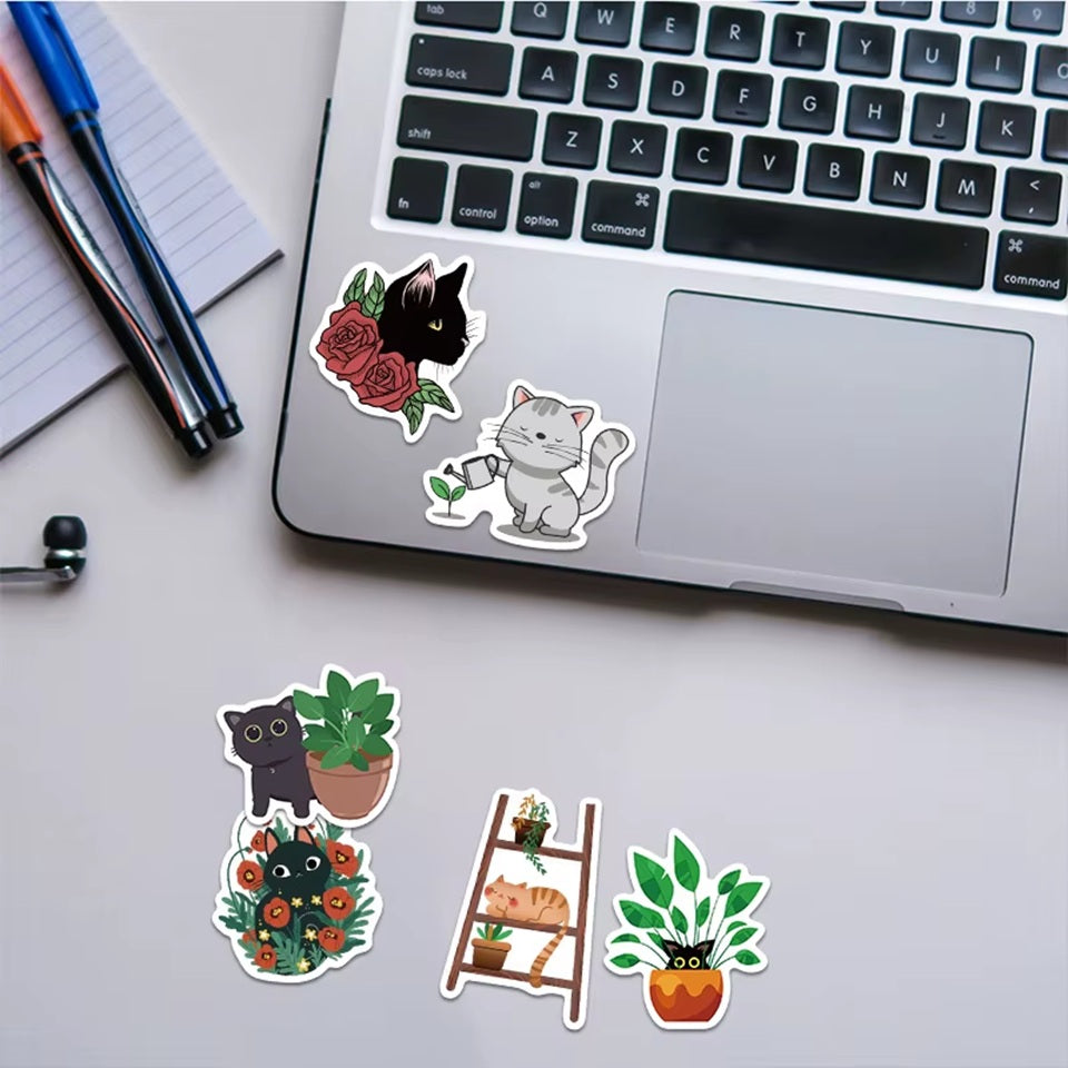 Stickers Chats et Plantes par Lot de 20