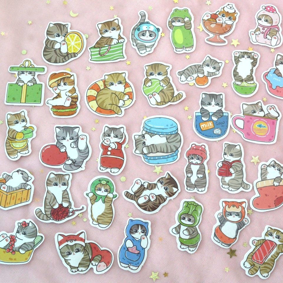 Lot de 20 Stickers Chats Tigrés
