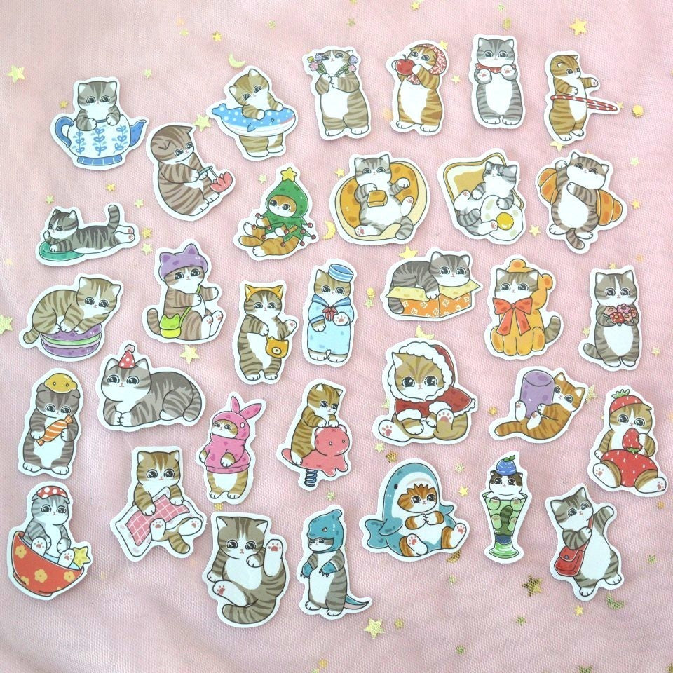 Lot de 20 Stickers Chats Tigrés
